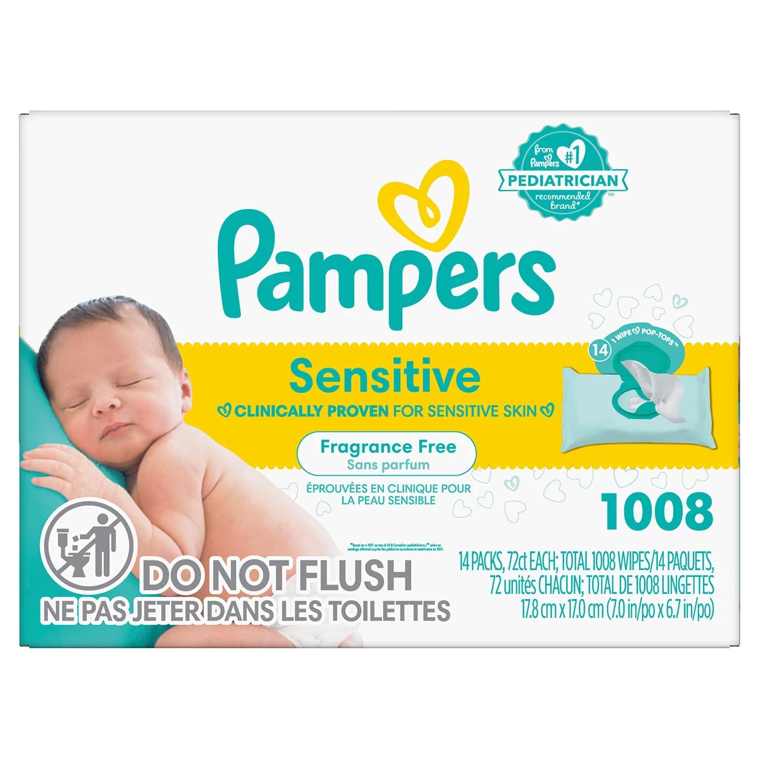 pampers sensitive chusteczki nawilżane 6x56szt